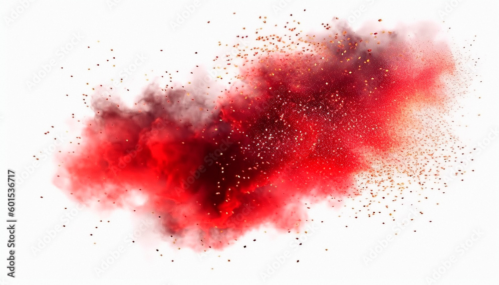Red sparks isolated on a black background. High quality. Generative AI