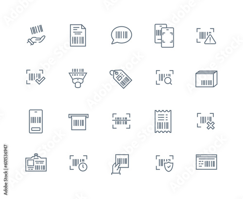 Bar code outline icons set
