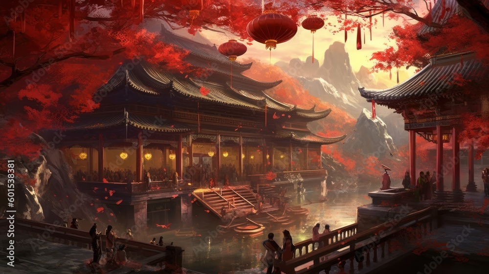 Obraz premium Chinese Fantasy Style Scene Game Art