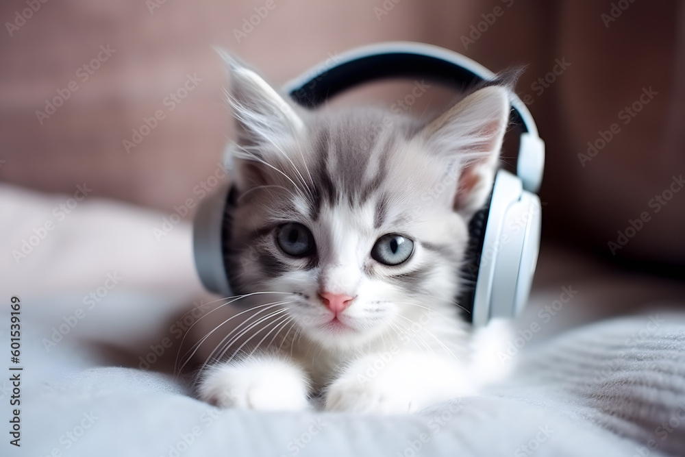 Kitten listening to music, Generative AI