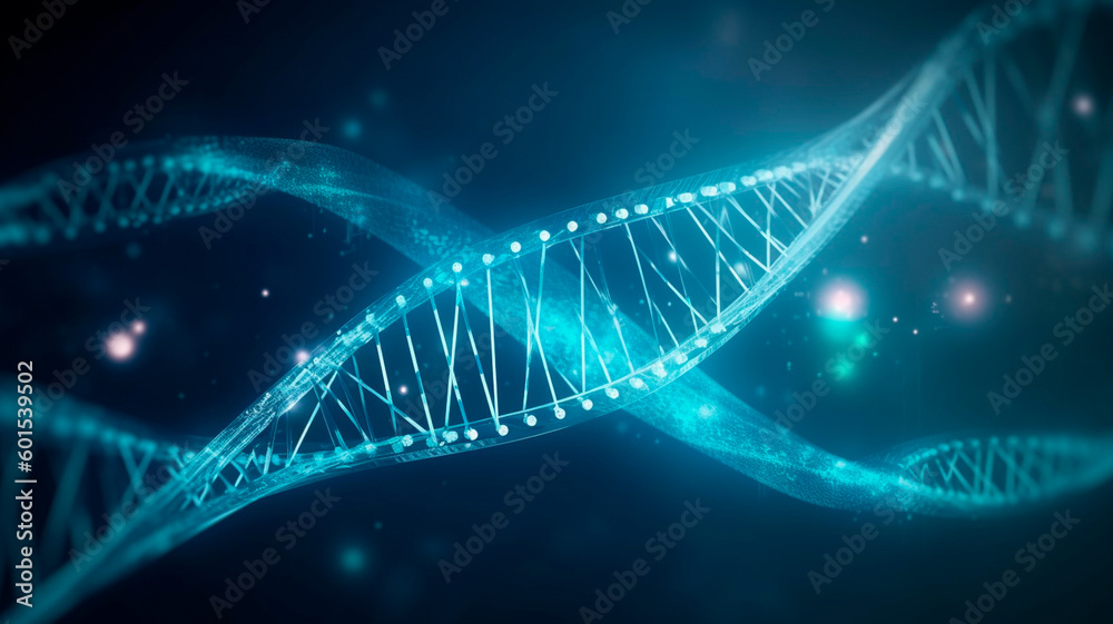 Concept Medical blue Banner with sun light, code of genetic human ...