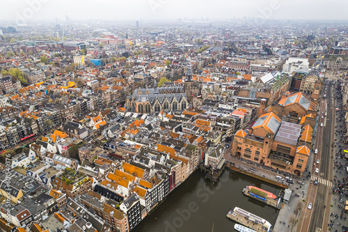 View over the city rooftops Amsterdam, Netherlands. High quality photo