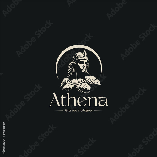 Canvas Print Athena the goddess icon vector black logo illustration black background design
