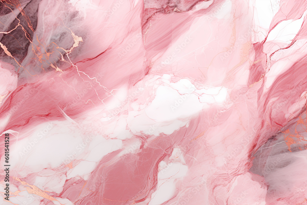 Pink white and red marble background, generative ai illustration