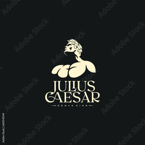 Roman emperor Julius Caesar isolated on black background