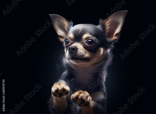 Generative AI image of a cute chihuahua begging with paws