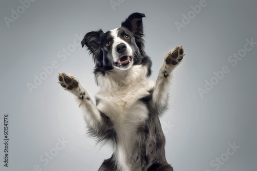Foto Generative AI image of a cute border collie begging with paws
