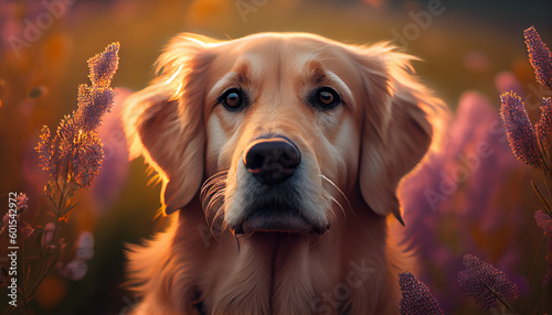 Golden Retriever Dog Portrait Generative AI 