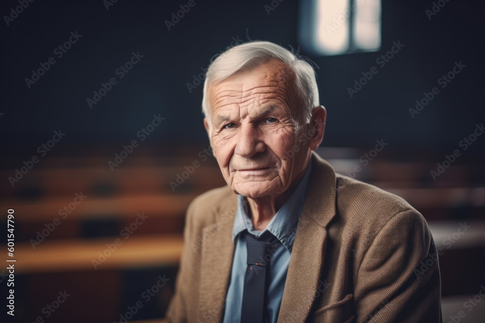 Portrait of a senior man sitting in a church. Looking at camera. Portrait of a senior man sitting in a church. Looking at camera.
