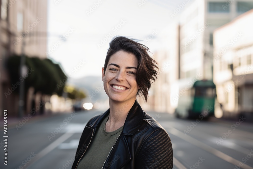 Portrait of a beautiful young woman smiling in the city streets. Portrait of a beautiful young woman smiling in the city streets.