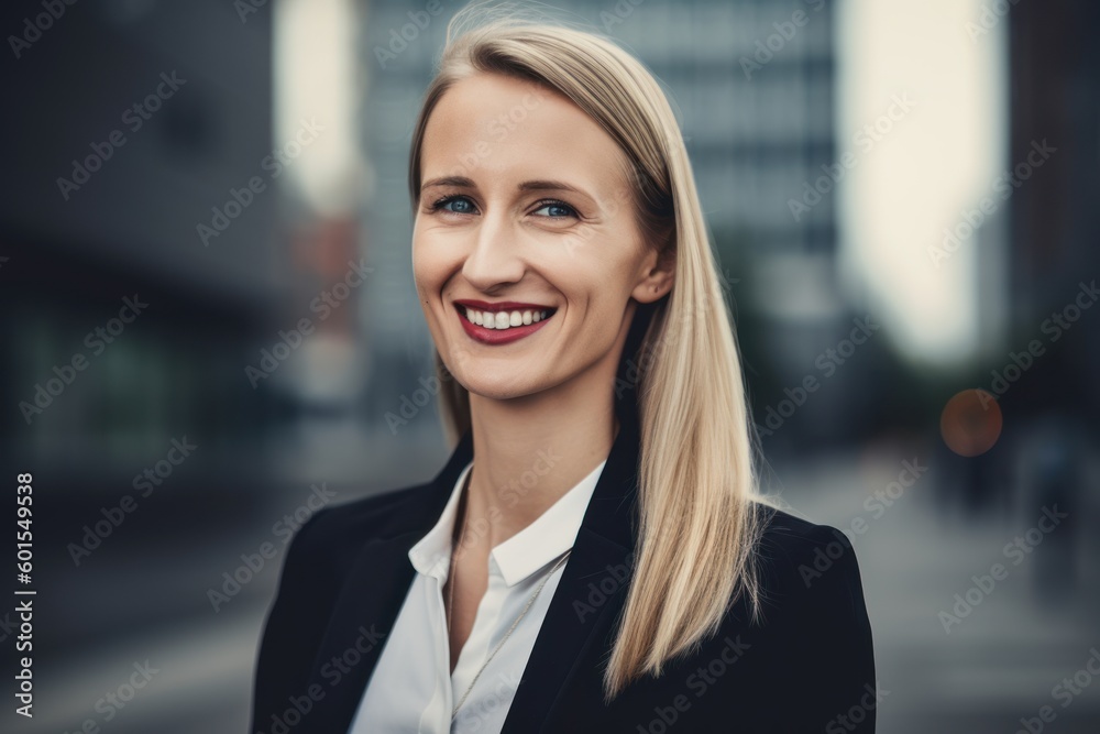 Portrait of a beautiful young business woman in front of office building Portrait of a beautiful young business woman in front of office building