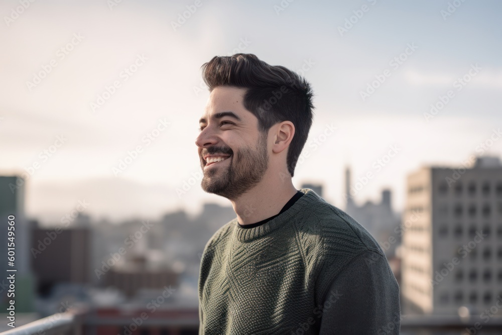 Portrait of a young handsome man smiling in the city streets outdoors Portrait of a young handsome man smiling in the city streets outdoors