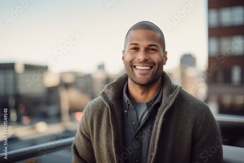Portrait of a smiling african american man on the rooftop