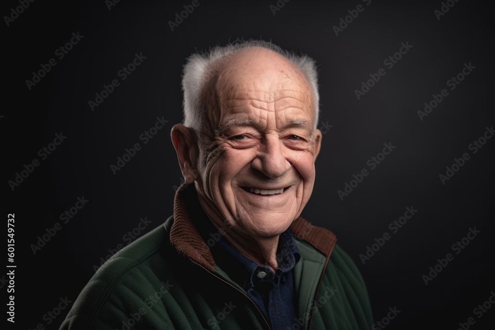 Portrait of a senior man on a black background in the studio