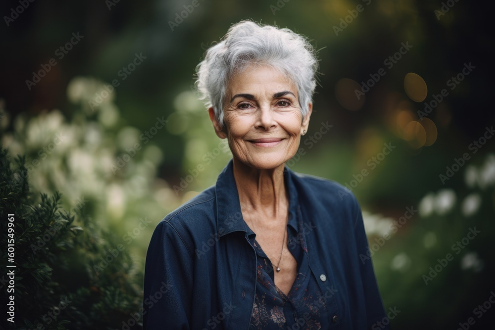 Portrait of a smiling senior woman looking at camera in the garden Portrait of a smiling senior woman looking at camera in the garden
