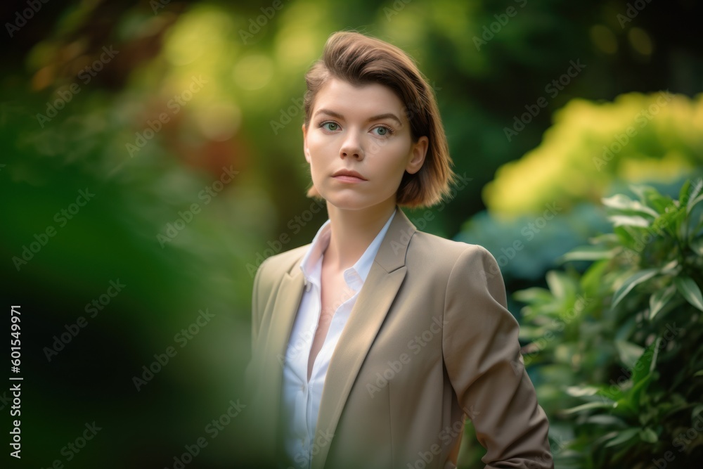 Portrait of a beautiful young business woman in a green park. Portrait of a beautiful young business woman in a green park.