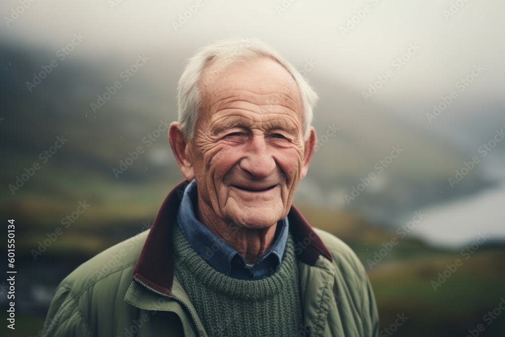 Portrait of a senior man smiling while standing in the countryside. Portrait of a senior man smiling while standing in the countryside.