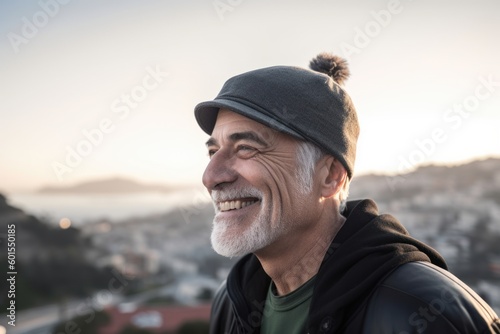Portrait of a happy senior man smiling at the camera in the city © Eber Braun