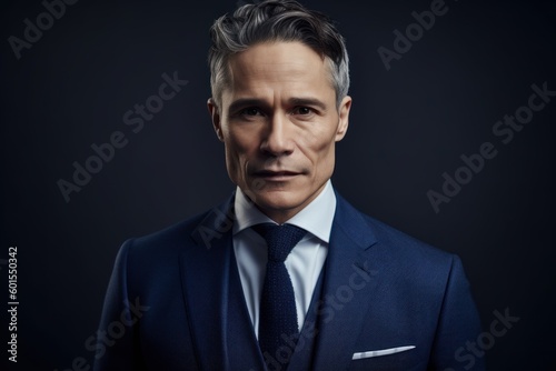 Portrait of a handsome mature man in suit. Men's beauty, fashion.