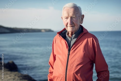 Portrait of senior man in sportswear standing at seaside © Leon Waltz