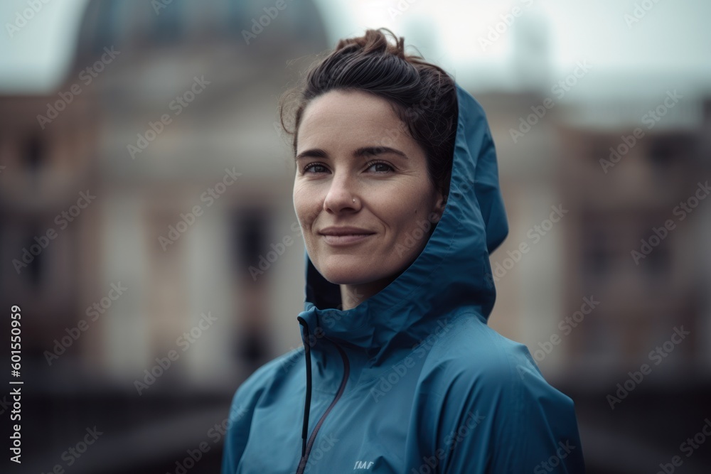 Portrait of a beautiful young woman in sportswear standing outdoors