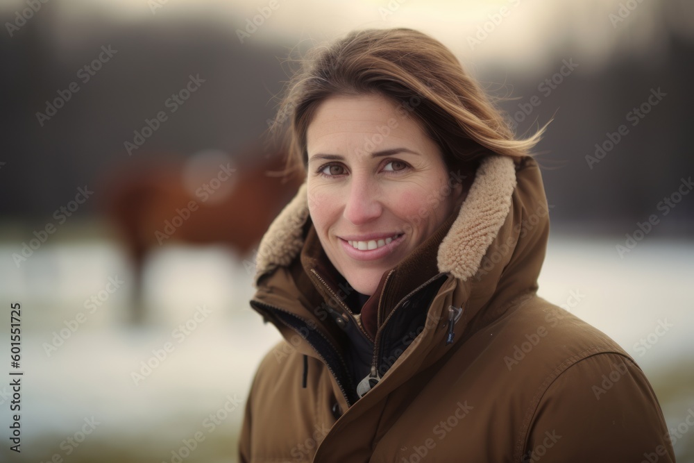 Portrait of a beautiful middle-aged woman in the winter park Portrait of a beautiful middle-aged woman in the winter park