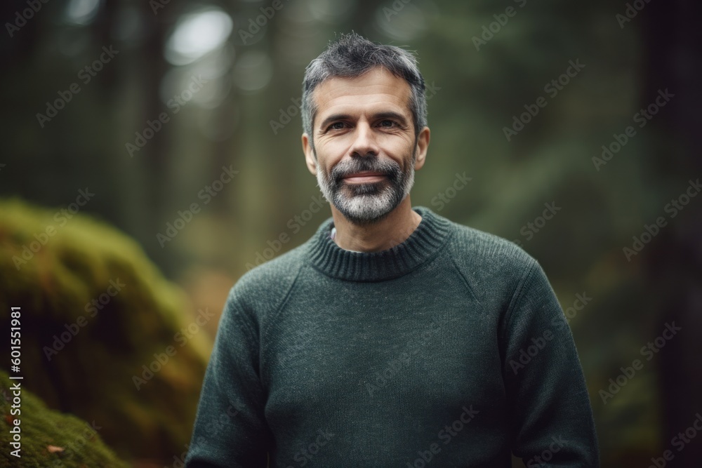 Portrait of a handsome middle-aged man in the autumn forest Portrait of a handsome middle-aged man in the autumn forest