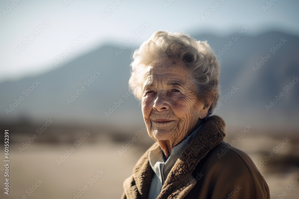 Portrait of an elderly woman at the beach in the evening. Portrait of an elderly woman at the beach in the evening.