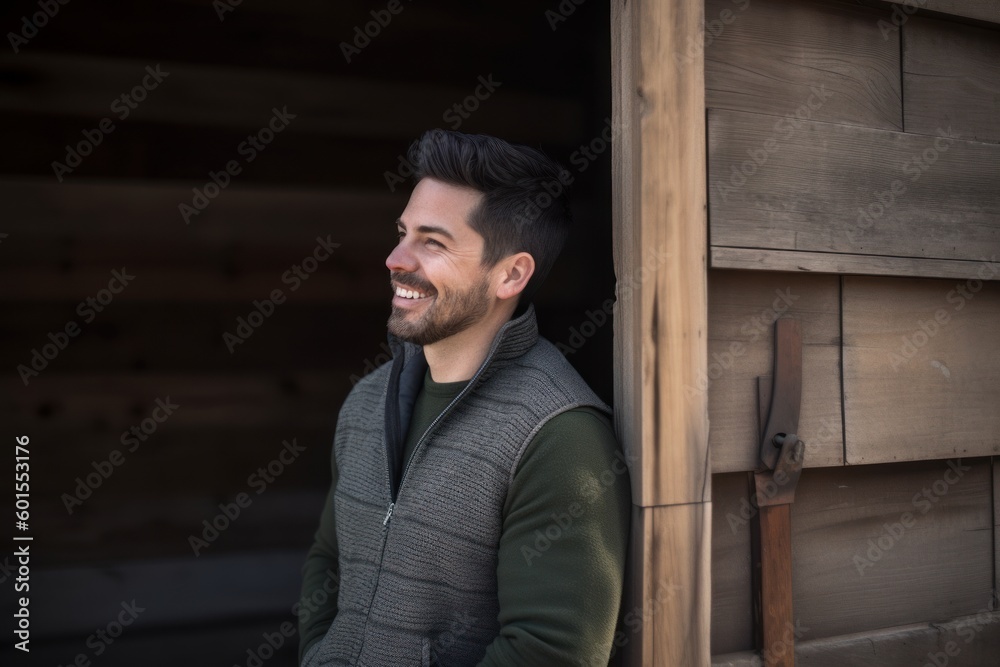 Portrait of a handsome young man smiling at camera in the countryside