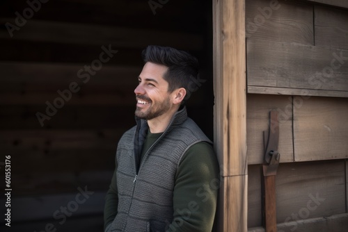 Portrait of a handsome young man smiling at camera in the countryside