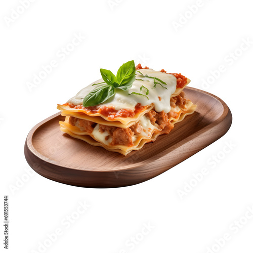 lasagna served on a board