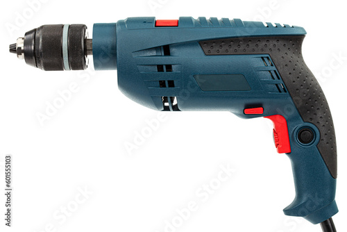 Obraz na płótnie Electrical hand drill, isolated on white background w salonie