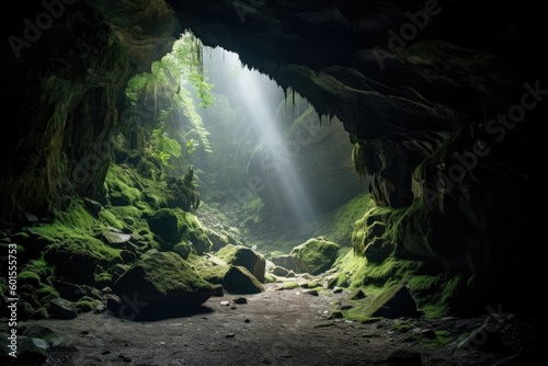 Air in the cave was cool and damp  carrying the faint scent of earth and moss that permeated the space. Generative AI