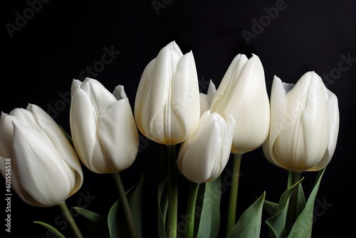 WhiteTulips on Black Background