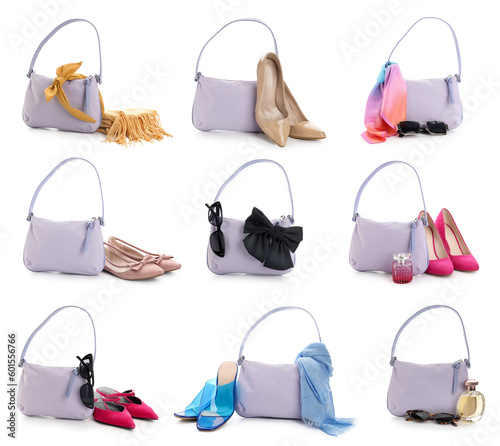 Collage of stylish woman's ...