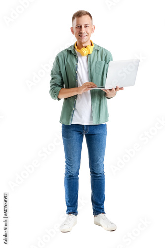 Young man with headphones a...