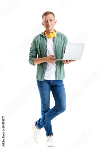 Young man with headphones a...