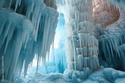 Stalactites and stalagmites formed strange and otherworldly shapes, like frozen pillars that defied explanation. Generative AI