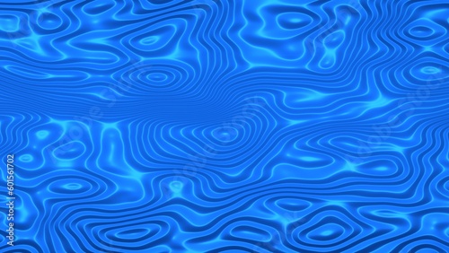 chaotic waves, gradient of blue and blue, abstraction, 3d rendering
