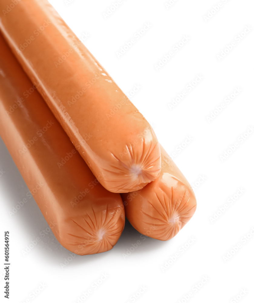 Tasty sausages on white background Tasty sausages on white background