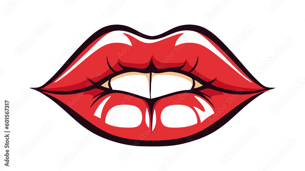 Red female lips isolated on a white background. Vector illustration. Red female lips isolated on a white background. Vector illustration.