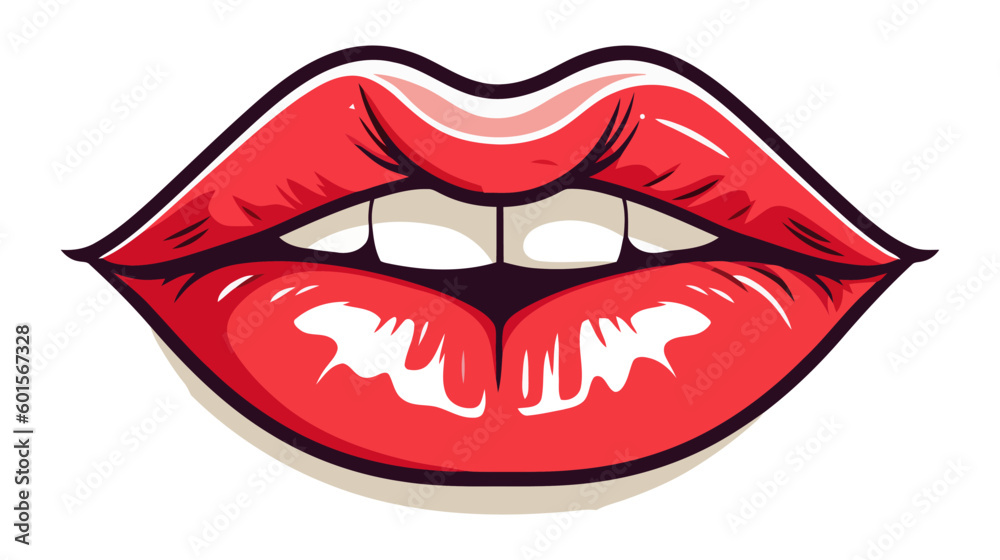 Red female lips isolated on a white background. Vector illustration. Red female lips isolated on a white background. Vector illustration.