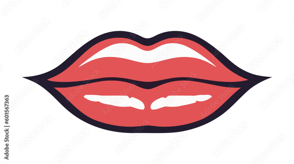 Red female lips isolated on a white background. Vector illustration. Red female lips isolated on a white background. Vector illustration.