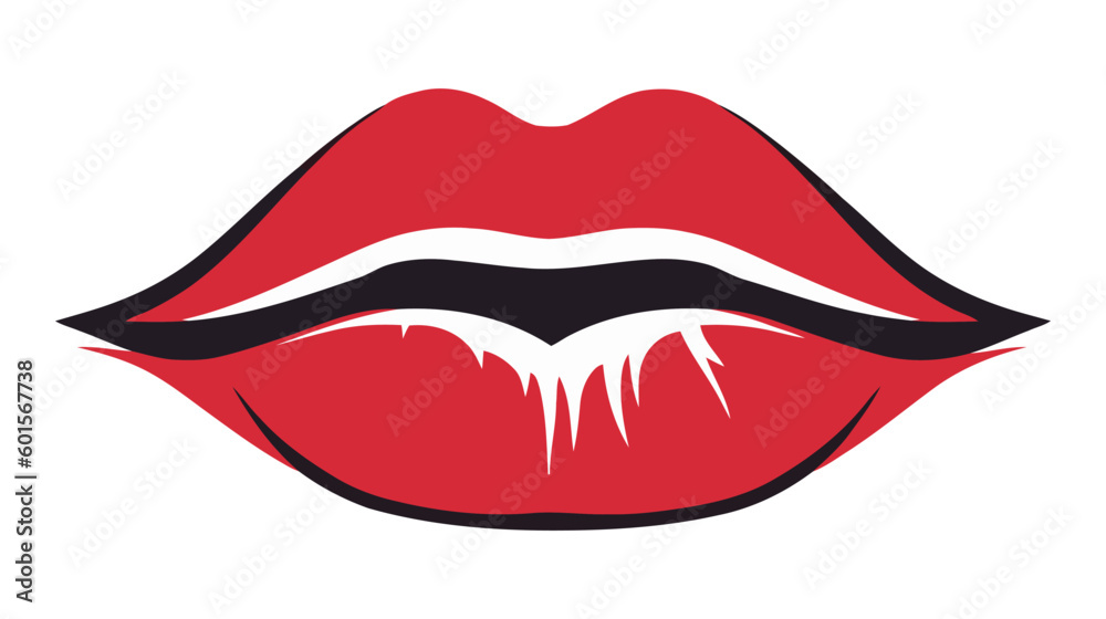 Red female lips isolated on a white background. Vector illustration. Red female lips isolated on a white background. Vector illustration.