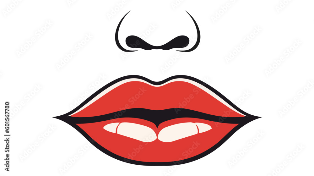 Red female lips isolated on a white background. Vector illustration. Red female lips isolated on a white background. Vector illustration.