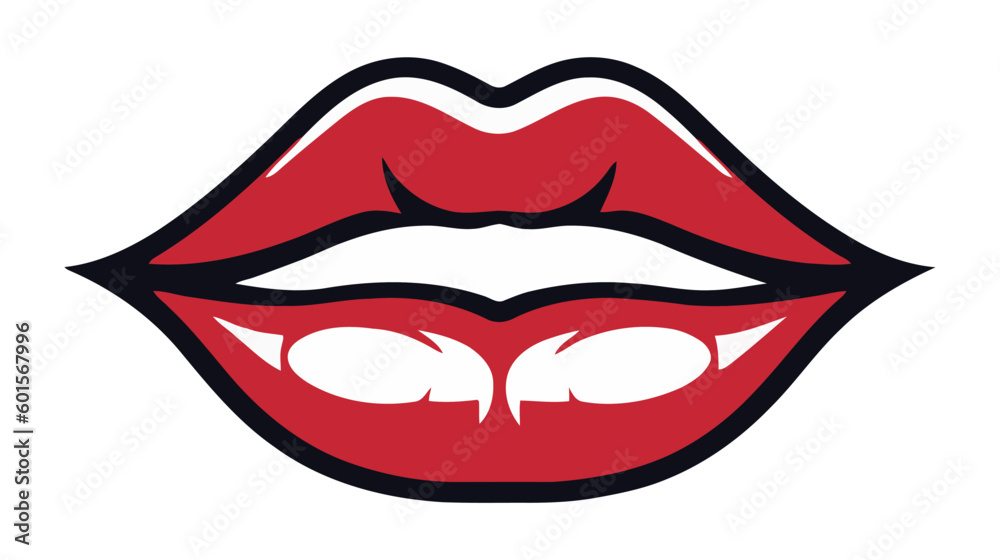 Red female lips isolated on a white background. Vector illustration.