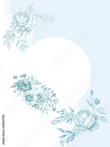 blue flower frame design vector