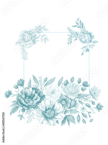 blue flower frame design vector