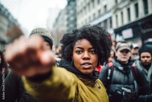 Woman at social protest Black Lives metter. AI generated, human enhanced
