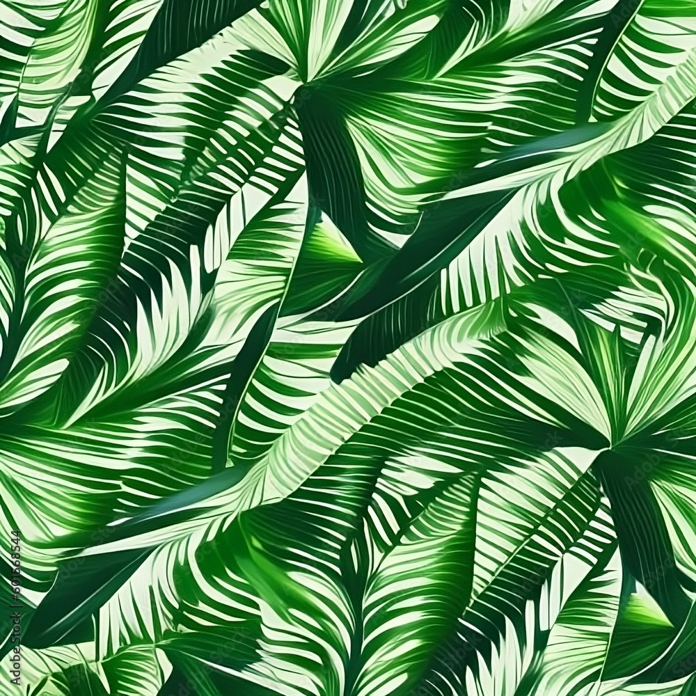 Generative AI seamless pattern with leaves